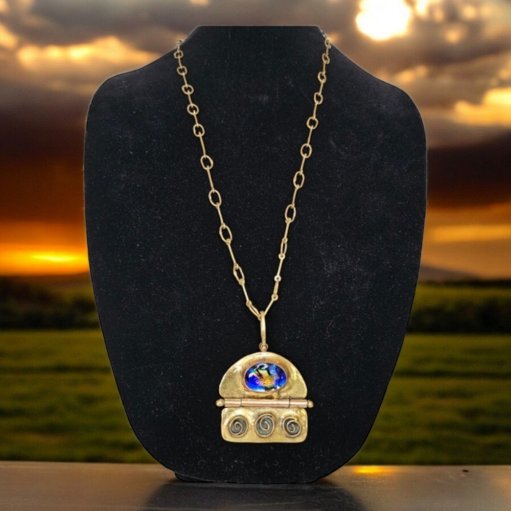 Vintage MODERNIST BRUTALIST Necklace Michael Schwade Copper Bronze Art